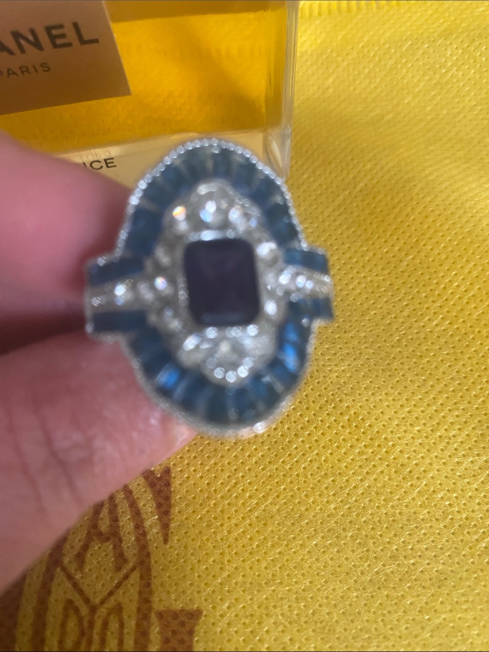 Blue and Silver Gemstone 925 SS Cocktail Ring - Women Jewelry